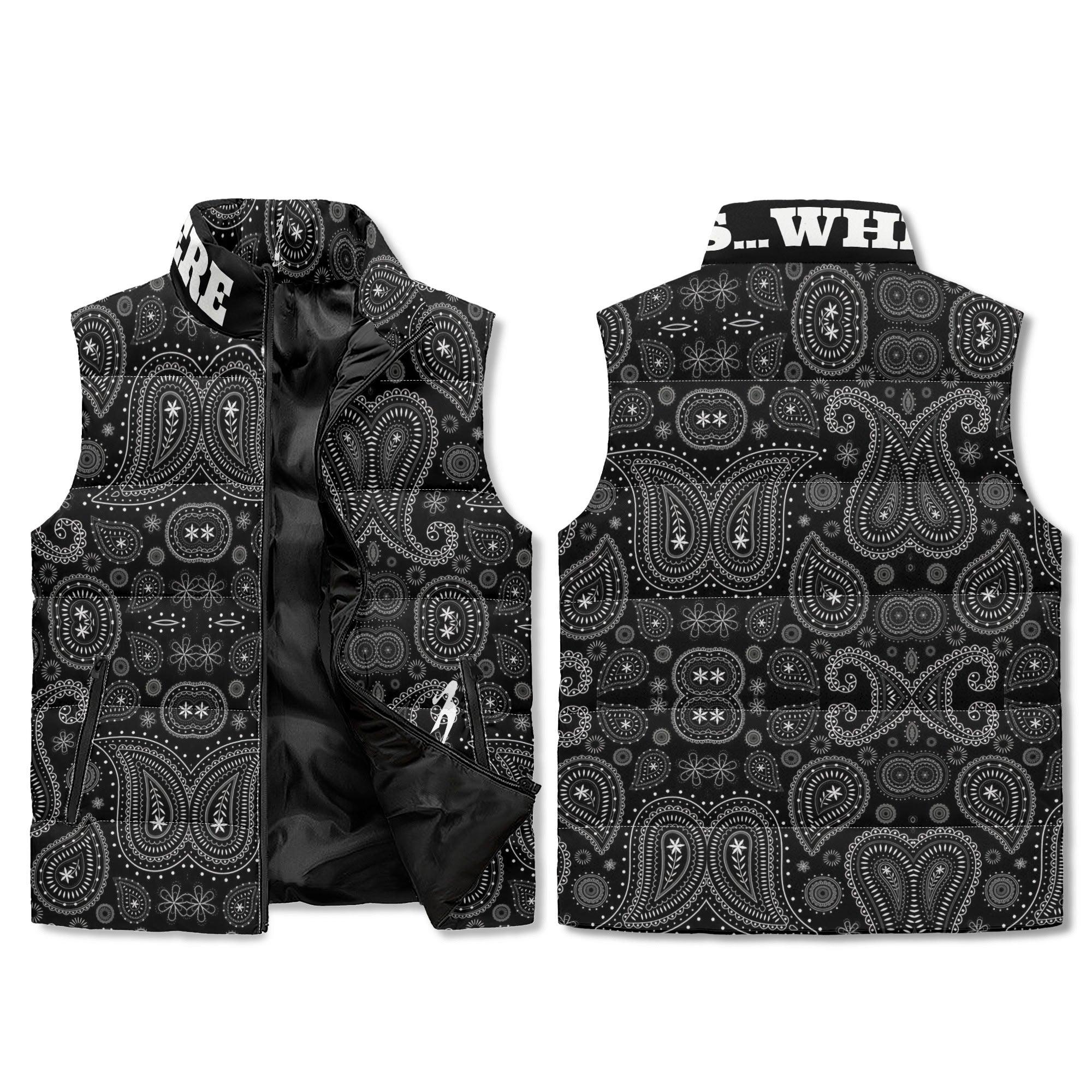 Men's Unisex Lightweight All Over Printing Stand Collar Zip Up Puffer Vest - MES...Where