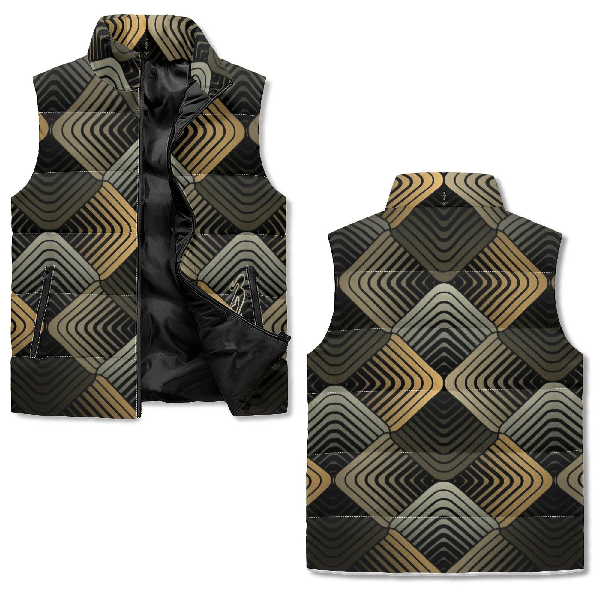 Men's Unisex Lightweight All Over Printing Stand Collar Zip Up Puffer Vest - MES...Where