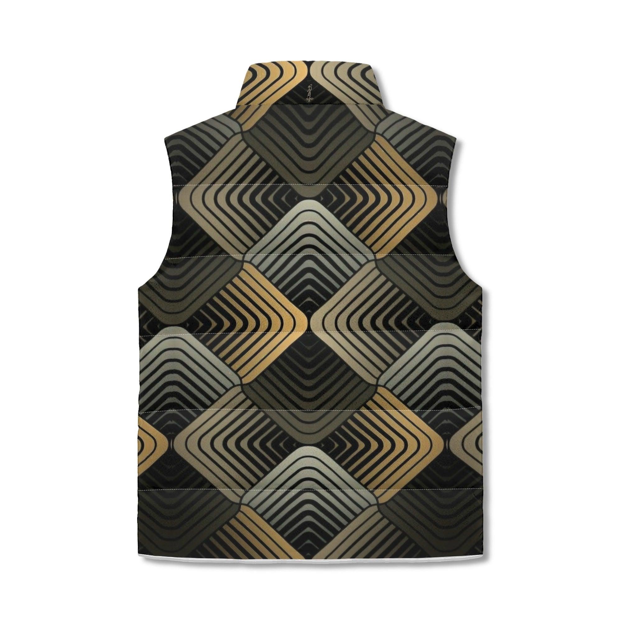 Men's Unisex Lightweight All Over Printing Stand Collar Zip Up Puffer Vest - MES...Where