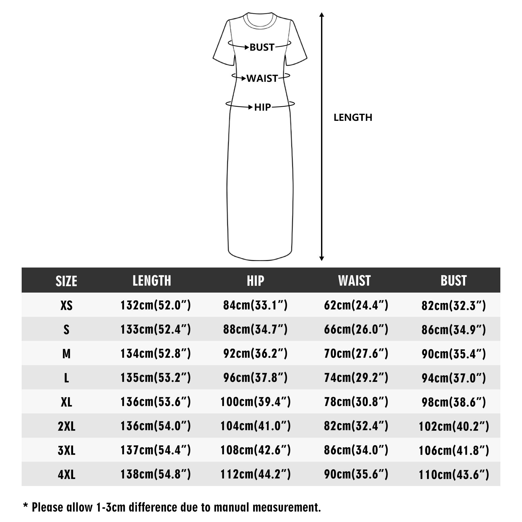 Women's Short Sleeve Casual All Over Print Long Dress - MES...Where