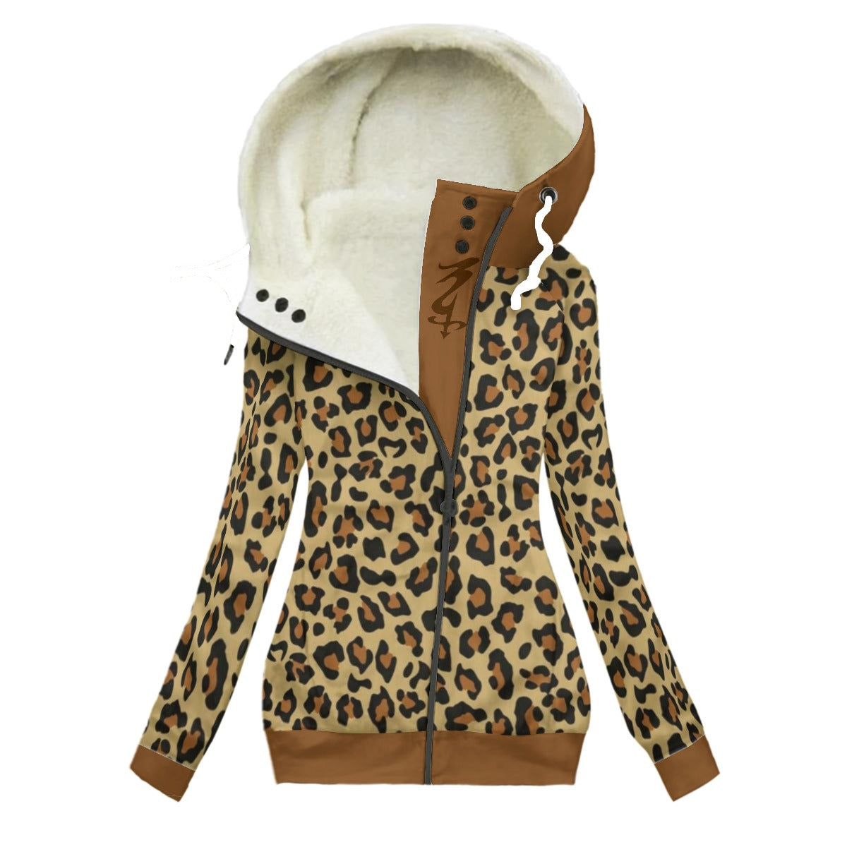 All-Over Print Women's Long Jacket With Fleece Lining