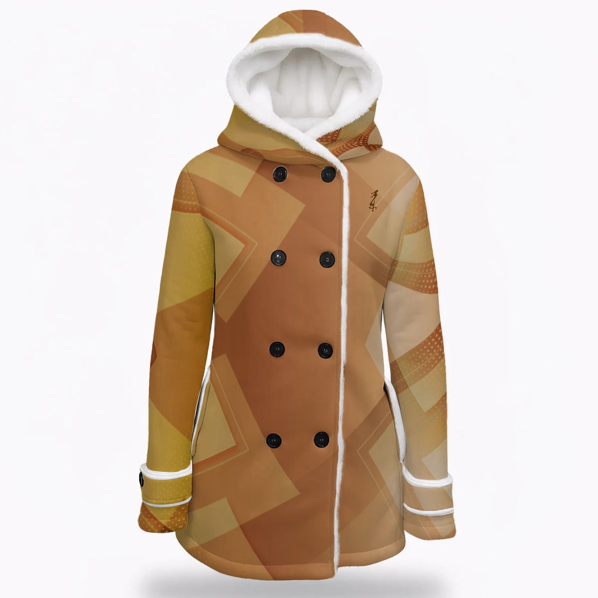 Women's Hooded Double-Breasted Winter Coat With Fleece