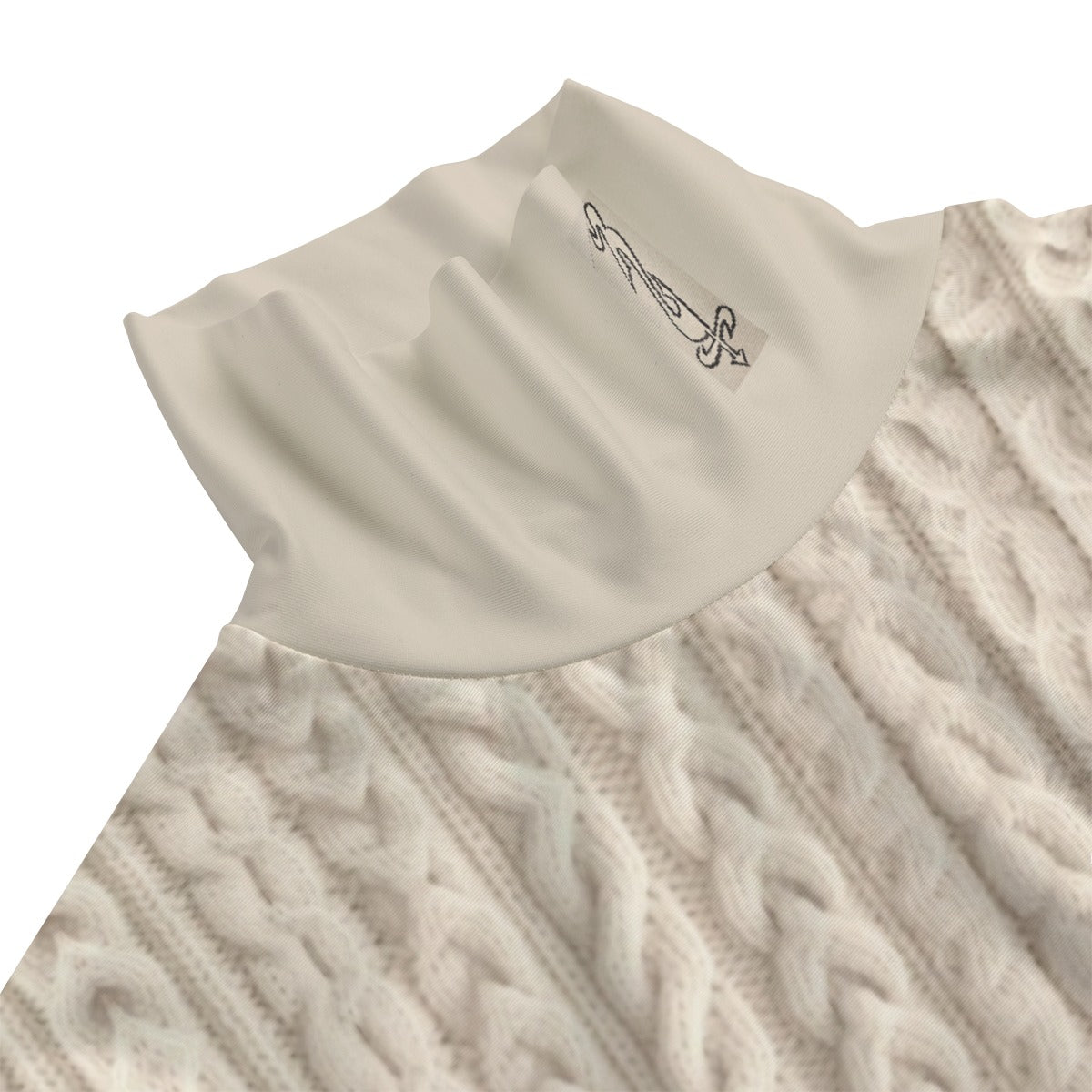 All-Over Print Women's Turtleneck T-shirt With Sloping Hem