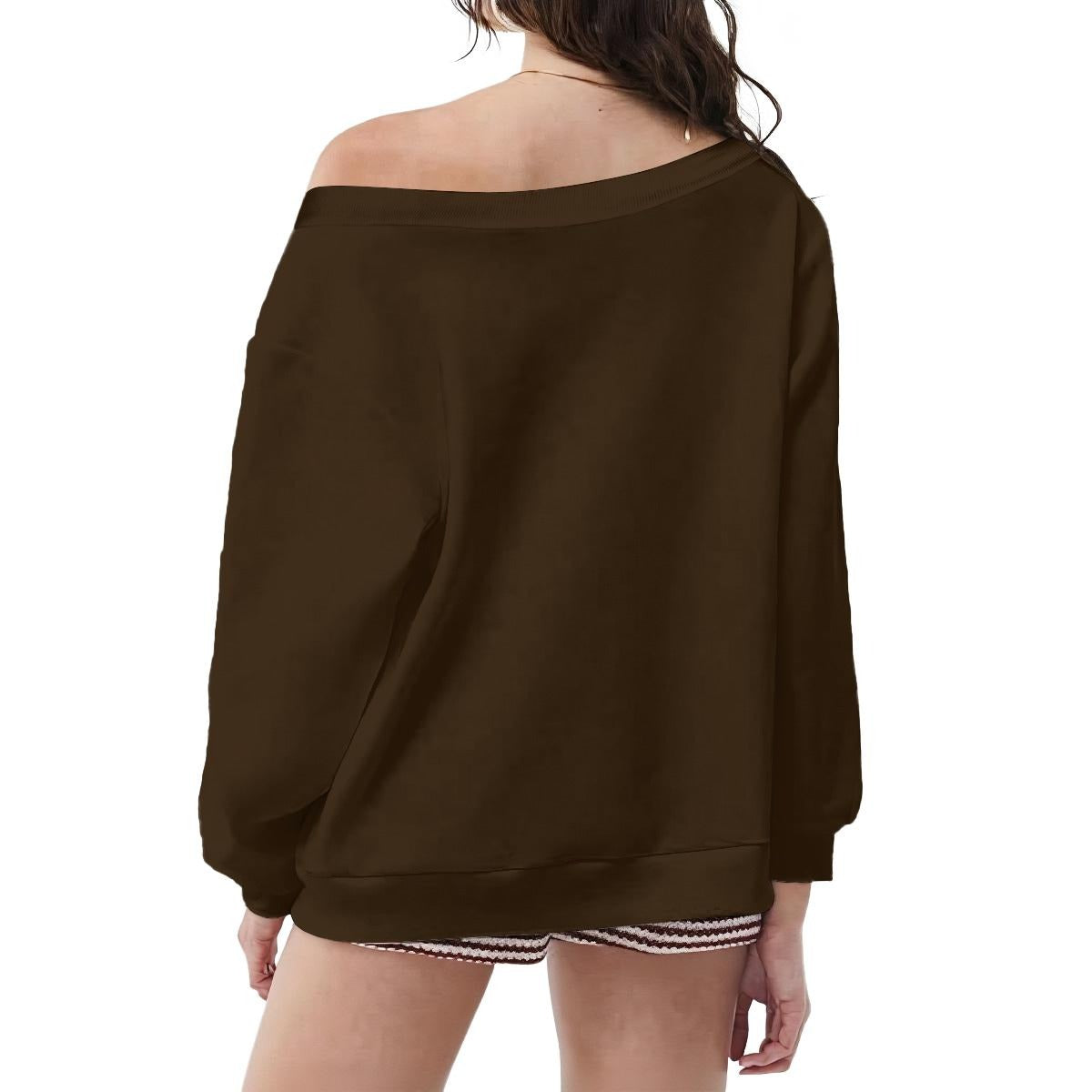 Women's Off-Shoulder Sweatshirt with Micro-Fleece Lining