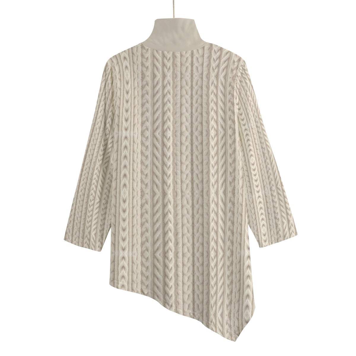 All-Over Print Women's Turtleneck T-shirt With Sloping Hem