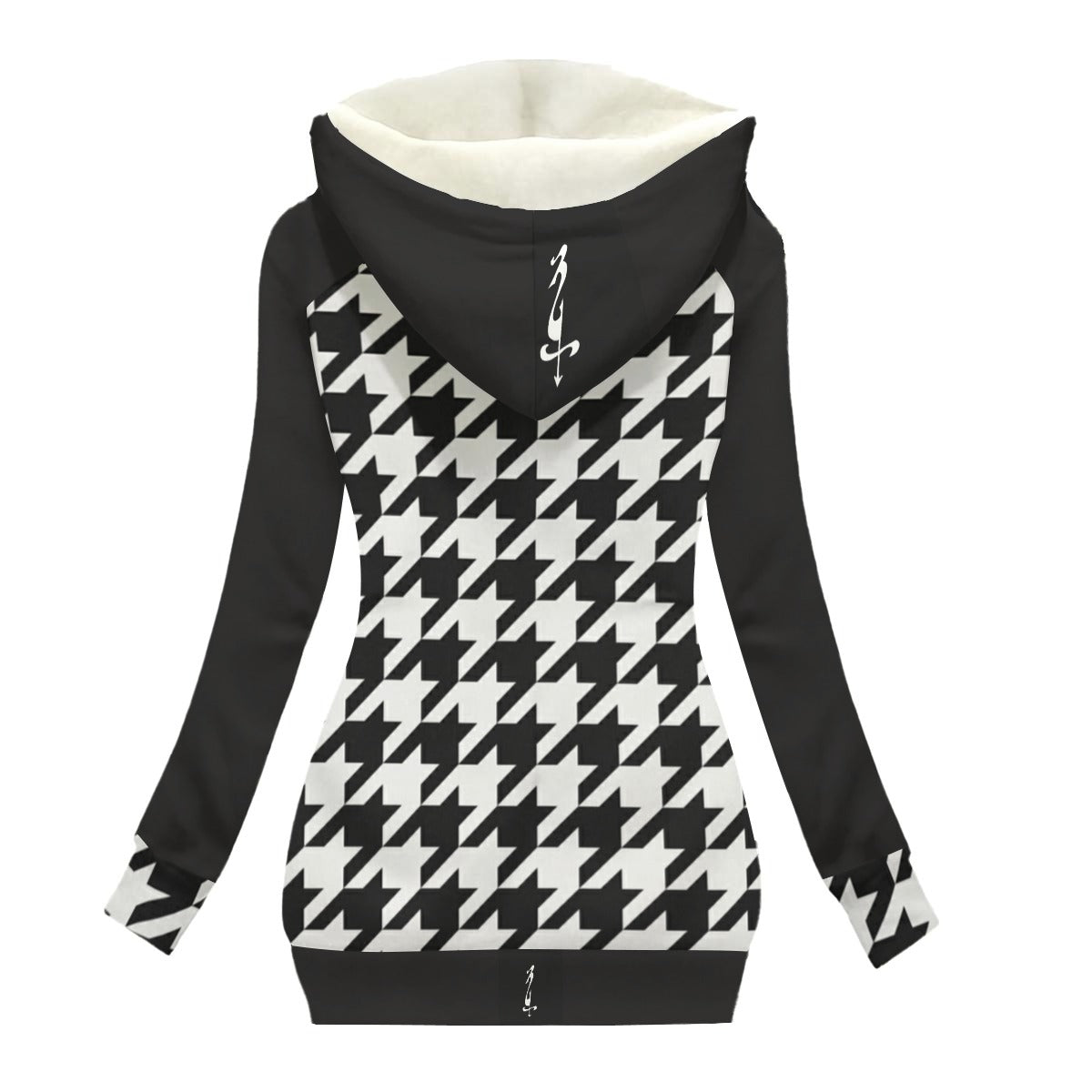 All-Over Print Women's Long Jacket With Fleece Lining