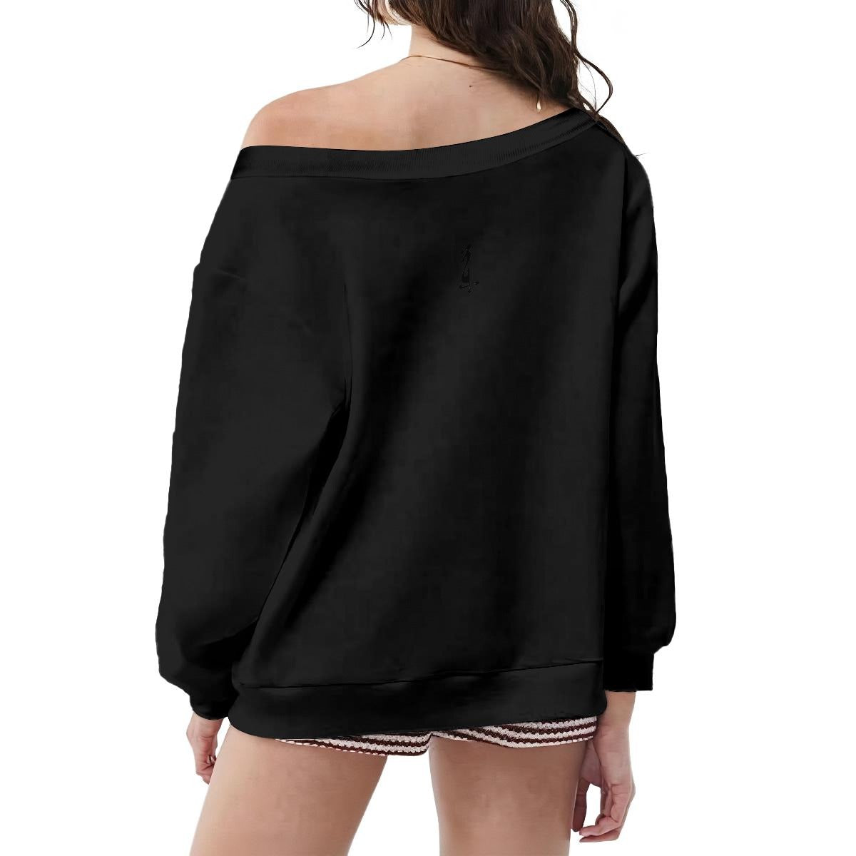 Women's Off-Shoulder Sweatshirt with Micro-Fleece Lining
